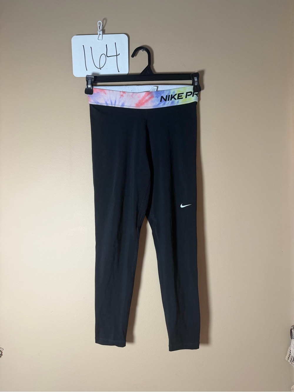 Nike Pro Black Leggings with Tie-Dye Waistband